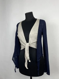 Brunello Cucinelli Tie-front Knitted Cardigan Top Size L 85% Linen Sweater Top - Picture 1 of 14