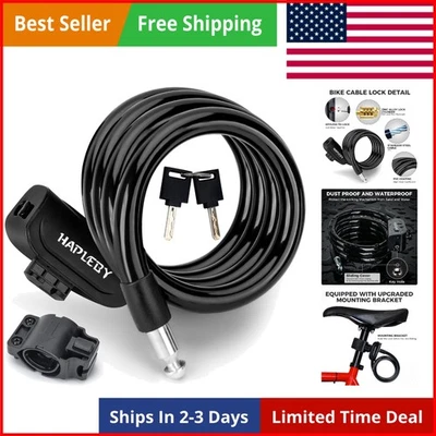 Heavy Duty Bike Cable Lock w/ Keys 1/2in Thick Anti Theft Scooter Lock 4ft Long - Image 1 of 4