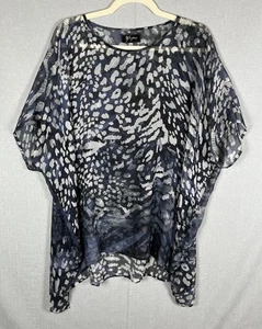 Johnny Was Biya Blouse Top Overlay Sheer Oversized XS 100% Silk Animal Print EUC - Picture 1 of 9