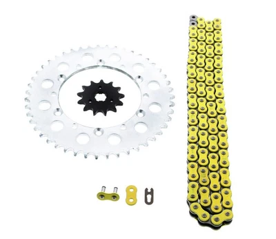 1996 1997 1998 1999 Kawasaki KX125 125 Yellow Chain & Sprocket Silver 13/47 112L - Image 1 of 4