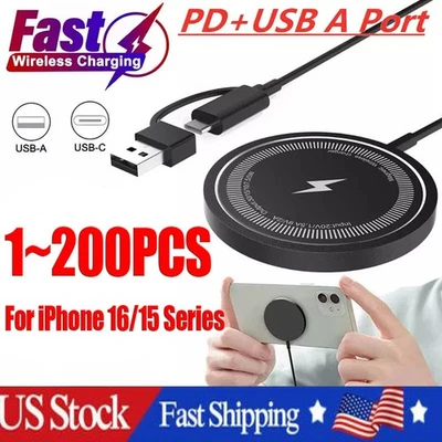 LOTE de almohadillas de cargador inalámbrico rápido magnético de 15 W para SamsungS24 Ultra iPhone 16 14 Pro Foto 1 de 4