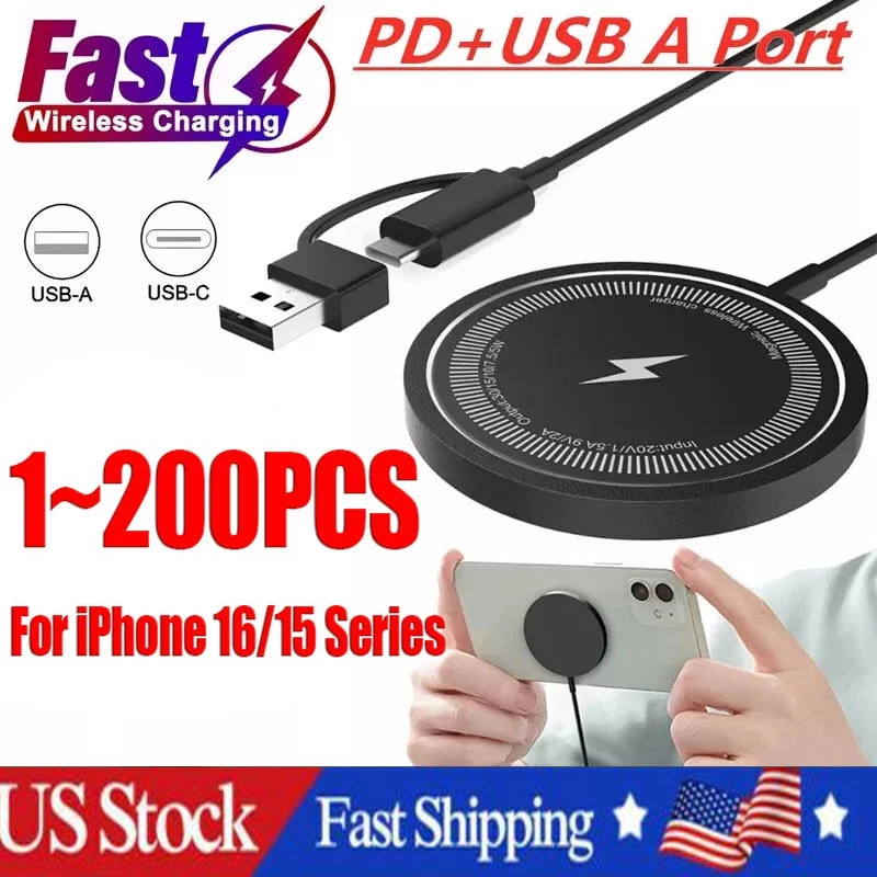 LOTE de almohadillas de cargador inalámbrico rápido magnético de 15 W para SamsungS24 Ultra iPhone 16 14 Pro Foto 1 de 4