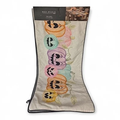 Max Studio Colorful Pastel Pumpkin Table Runner Halloween Decor - Image 1 of 4