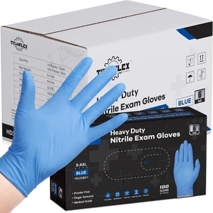 Disposable Nitrile Gloves 6 Mil Blue Heavy Duty Disposable Gloves, Cooking Mecha - Picture 1 of 8