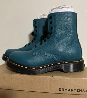 Botas de combate Dr. Martens 1460 Pascal verde azulado azul con cordones de cuero nuevas talla 8 Foto 1 de 4