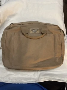 Vtg LANDS END Square Rigger Bag Duck Canvas Khaki Laptop Carry-on Initials PFR - Picture 1 of 9