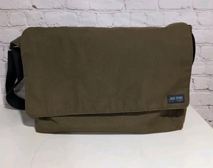 Jack Spade Greene St. Messenger Bag Khaki Canvas Shoulder Laptop Crossbody Purse - Picture 1 of 17