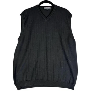 Franco Rossi Pullover Weste Herren Large Schwarz Merinowollmischung Made In Italy - Bild 1 von 8