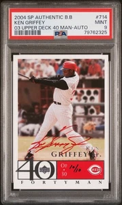 KEN GRIFFEY JR 2004 SP AUTHENTIC BUY BACK 40 MAN RED INK AUTO /10 PSA 9 #714 SSP - Picture 1 of 2