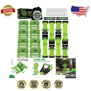 4-Pack ATV & UTV Wheel Chock Tie Down Set - 4,400lb Strength & Reflective Safety - Picture 1 of 9