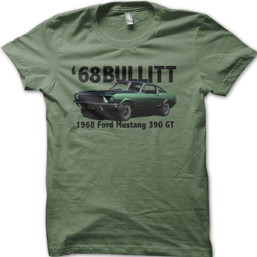 1968 Bullitt Mustang 390 GT Classic Motorsport Vintage Car T-Shirt 06129 - Image 1 of 2