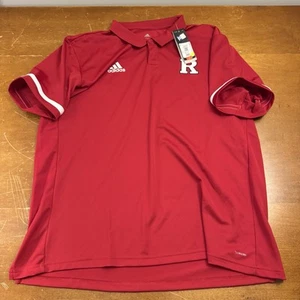 Rutgers Scarlet Knights Shirt Mens 2XL Red Short Sleeve Polo Adidas - Picture 1 of 8