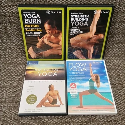 4 Gaiam Yoga workout DVD lot AM & PM, Flow, Strength Building, And Burn Yoga - Image 1 of 4