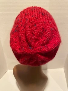 Handmade Handknit Hat Adult M/L RED Rib Knit Warm, Soft, Comfy Fal/Winter/Spring - Picture 1 of 9