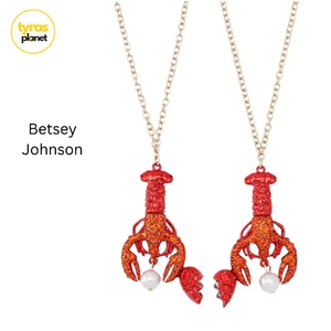 Betsey Johnson Sirena Joyas Langosta Amistad Collar Conjunto Cristal Rojo - NUEVO - Imagen 1 de 4