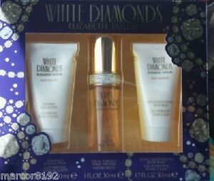 White Diamond 3 Pes Set Elizabeth Taylor Perfume 1.0 oz Spray Lotion Wash Women