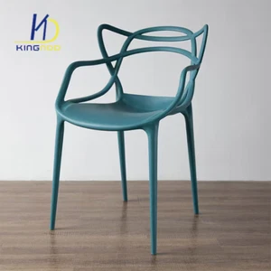 Set of 4 Master Style Modern BLUE Polypropylene Plastic Dining Chairs Stack able - Picture 1 of 3