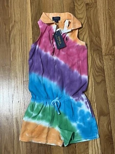 Polo Ralph Lauren Girls Sz 6 Tie Dye Cotton Romper NWT - Picture 1 of 8