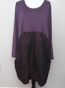 Melis Kozan  Alyssa Dress  Purple  Puff Crepe Skirt Ruched Hemline  Sz XL - F1
