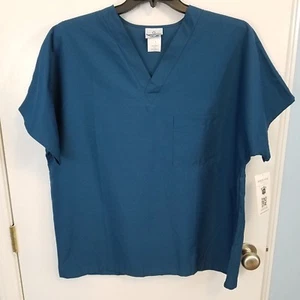 Fundamentals by White Swan Unisex V-Neck Scrub Top Sz Large - Caribbean - Picture 1 of 5