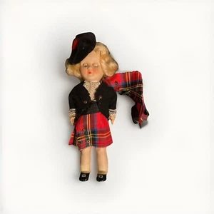 Vintage Roddy Doll Made in England Black Hat & Jacket & Plaid Bottom Sleep Eyes - Picture 1 of 5