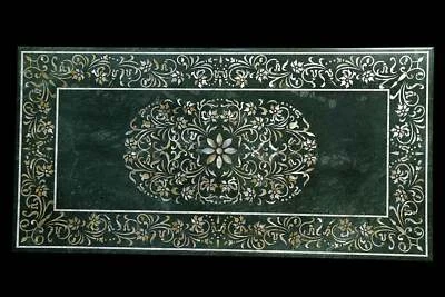4'x2' Table Top Inlay green Marble Pietra Dura antique coffee Floral Design - Image 1 of 4