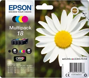 Epson Genuine T1806 18 4-Ink Multipack for XP-315,XP-225 C13T18064010 No Box - Picture 1 of 1