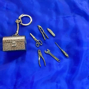 Vintage Intercast Brass Toolbox Key Chain With 6 Tools  - Picture 1 of 8