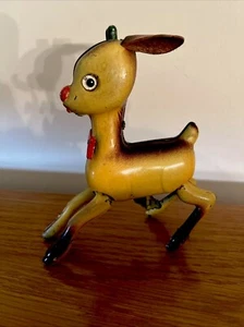Vintage Rudolf The Red Nosed Reindeer Wind Up Toy - Picture 1 of 8