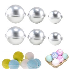 DIY Bath Bomb Mold 3 Sizes, 3 Sets, 6pcs Sphere Round Ball Molds Metal Silver
