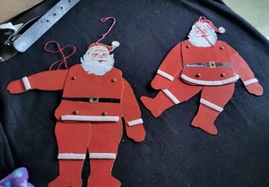 PAAR VINTAGE HAUSGEMACHTES BEWEGLICHES PAPIER 12" WEIHNACHTSMÄNNER - Bild 1 von 1