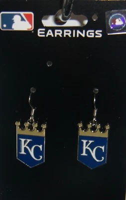 Kansas City Royals Dangle Earrings (Chrome) Licensed MLB Baseball Jewelry - Image 1 of 3