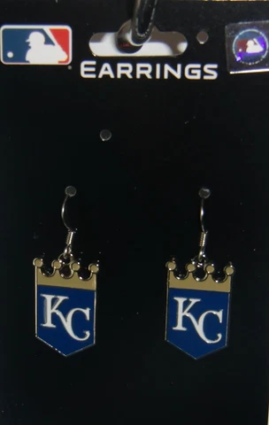 Kansas City Royals Dangle Earrings (Chrome) Licensed MLB Baseball Jewelry Cover