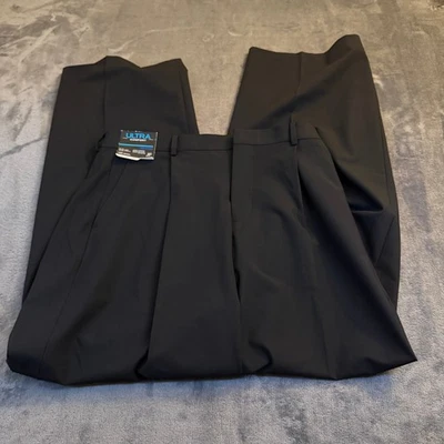 J FERRAR Black Ultra Comfort Relaxed Fit Pleated Dress Pants Wide Leg Mens 30L - Image 1 of 4