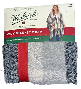 Woolrich Winter Plaid Grau Töne Kuscheldecke Halstuch Schal Weich One Size Neu - Bild 1 von 2