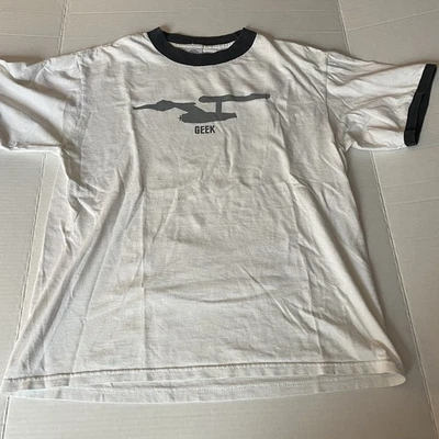 Camiseta de béisbol vintage Star Trek Geek White Ringer 2002 Paramount Pictures M Foto 1 de 4