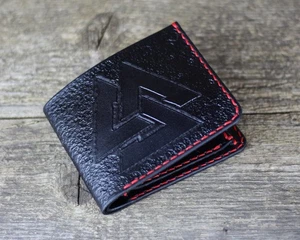 Cartera de cuero con Valknut, símbolo nórdico, símbolo vikingo, tarjetero. - Imagen 1 de 5