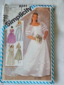 Vintage 1980s wedding dress pattern Simplicity 6241 size 14 bust 36 - Picture 1 of 2