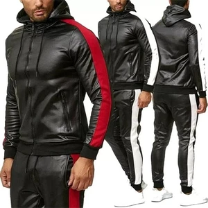 New Men's Black Leather Tracksuit Set| Genuine Sheepskin Leather Casual Wear 34. - Picture 1 of 4