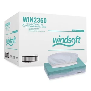Windsoft 2360 2-Ply Flat Pop-Up Box Facial Tissue - White (30 Boxes/Carton) New - Picture 1 of 8