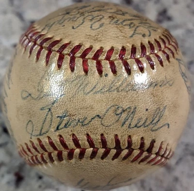 1950 Equipo de los Medias Rojas Firmado Béisbol Bobby Doerr Vern Stephens Steve Oneill JSA LOA Foto 1 de 4