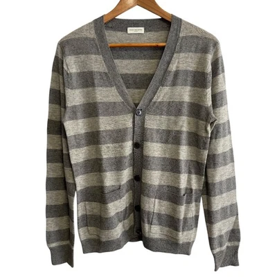 Cárdigan tejido manga larga patrón borde DRIES VAN NOTEN S gris para hombre USADO Foto 1 de 4