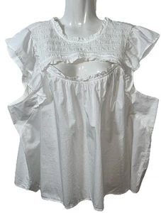 Old Navy Top XXL White Flutter-Sleeve Smocked Fairycore Angelic Feminine Girly - Picture 1 of 8