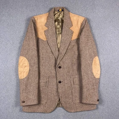 VTG Pendleton Blazer Mens 44L High Grade Western Wear Wool Leather Yoke Elbows - Image 1 of 4