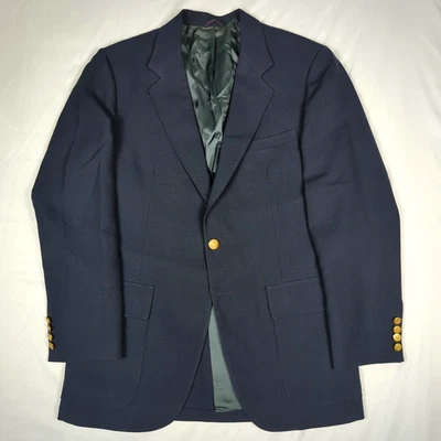 BARTLETT'S AMERICAN CRAFTSMEN Vtg 70s Navy Blue Brass Btn BLAZER COAT JACKET 40R - Image 1 of 4