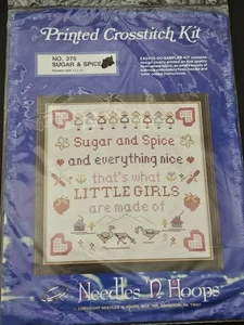 Kit de punto de cruz de colección de los 80 por Needles 'n Hoops #375 Sugar Spice habitación de niñas pequeñas - Imagen 1 de 4