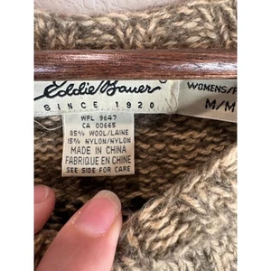 Eddie Bauer Women’s Wool Sweater Fair Isle Nordic Pullover Tan Red Black Size M - Picture 1 of 8