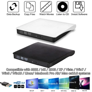 USB 3.0 CD DVD RW ROM Schriftsteller Laufwerk Brenner Leser Player PC Laptop - Bild 1 von 16
