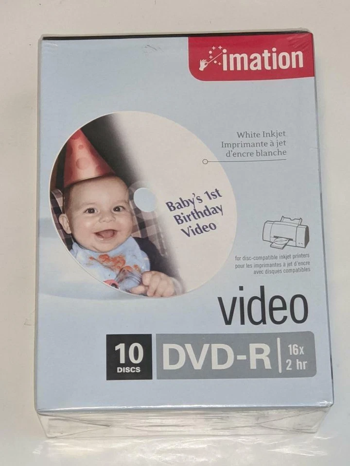 10 x IMATION DVD+R  4.7gb 120min 16x blank discs A Sealed tall DVD Slim Case - Image 1 of 1