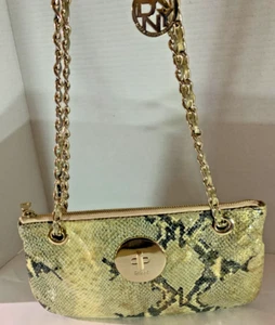 Dkny Gold Snake Print Chain Shoulder Bag - Picture 1 of 8